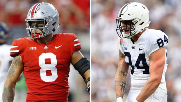 Ohio State tight end Cade Stover and Penn State's Theo Johnson.